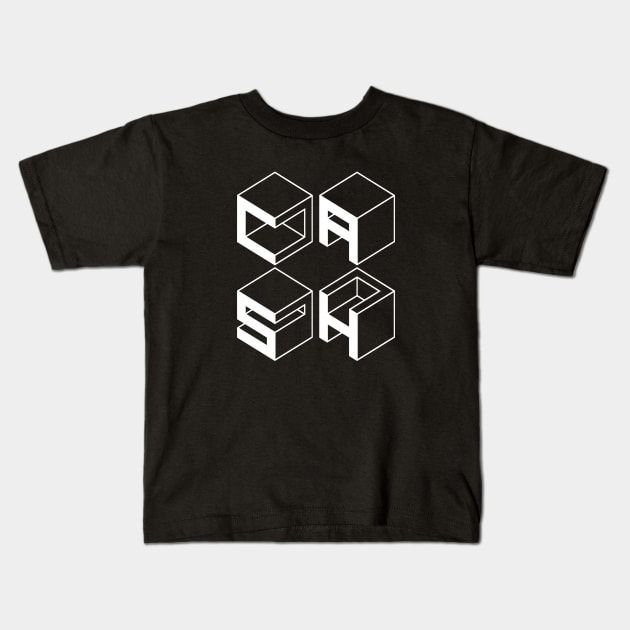 Cash - Geometric Word Optical Illusion Design Kids T-Shirt by PerttyShirty